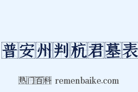 普安州判杭君墓表是什么意思的图片